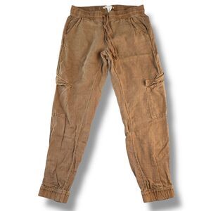 C&C California Tan Linen Blend Jogger Pants Casual Boho Hippie Relax Fit Size PS